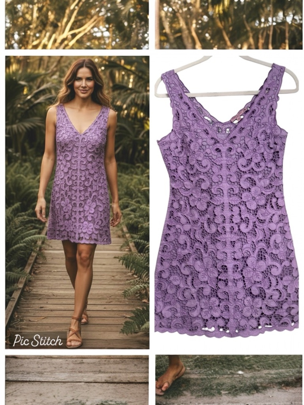 Calypso St Barth S Lavender Linen Eyelet Lace Mini Dress V Neck Flirty Feminine